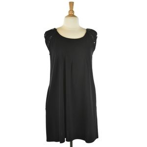 La Rox Black Shift Dress With Beaded Sleeves